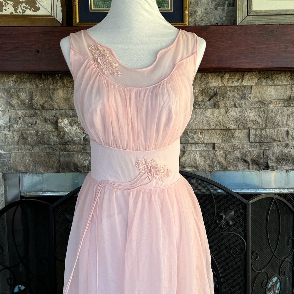Vintage 1950s Peignor Set Chiffon Lace X Small small - Picture 10 of 15